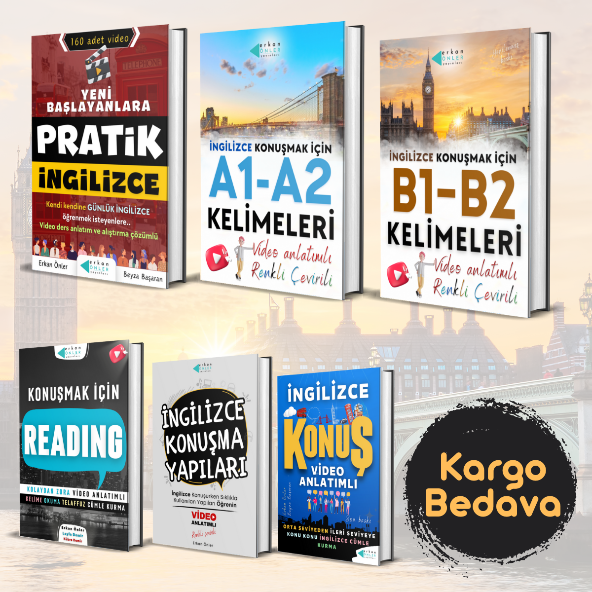 SIFIRDAN ORTA SEVİYEYE PRATİK İNGİLİZCE SETİ(6 KİTAP+VİDEO DERSLER)